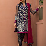 Zainab Chottani | Semi Formals | NAVY BLUE FLORAL DRESS