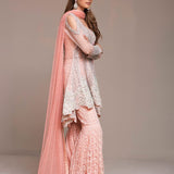 Zainab Chottani | Semi Formals | PEACHY PINK ANGARKHA