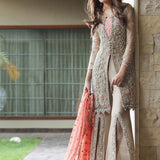 Zainab Chottani | Semi Formals | BEIGE AND CORAL