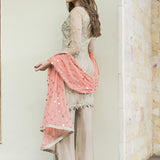 Zainab Chottani | Semi Formals | BEIGE AND CORAL