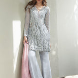 Zainab Chottani | Semi Formals | ASH WHITE AND TEA PINK