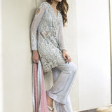 Zainab Chottani | Semi Formals | ASH WHITE AND TEA PINK