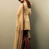 Zainab Chottani | Semi Formals | BEIGE GOLD AND MAROON