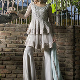 Zainab Chottani | Semi Formals | ASH WHITE AND ICE BLUE