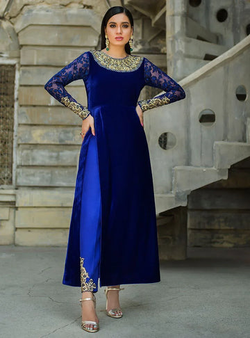 Zainab Chottani | Semi Formals | VIVA LA COBALT - Rang-e-Khaas