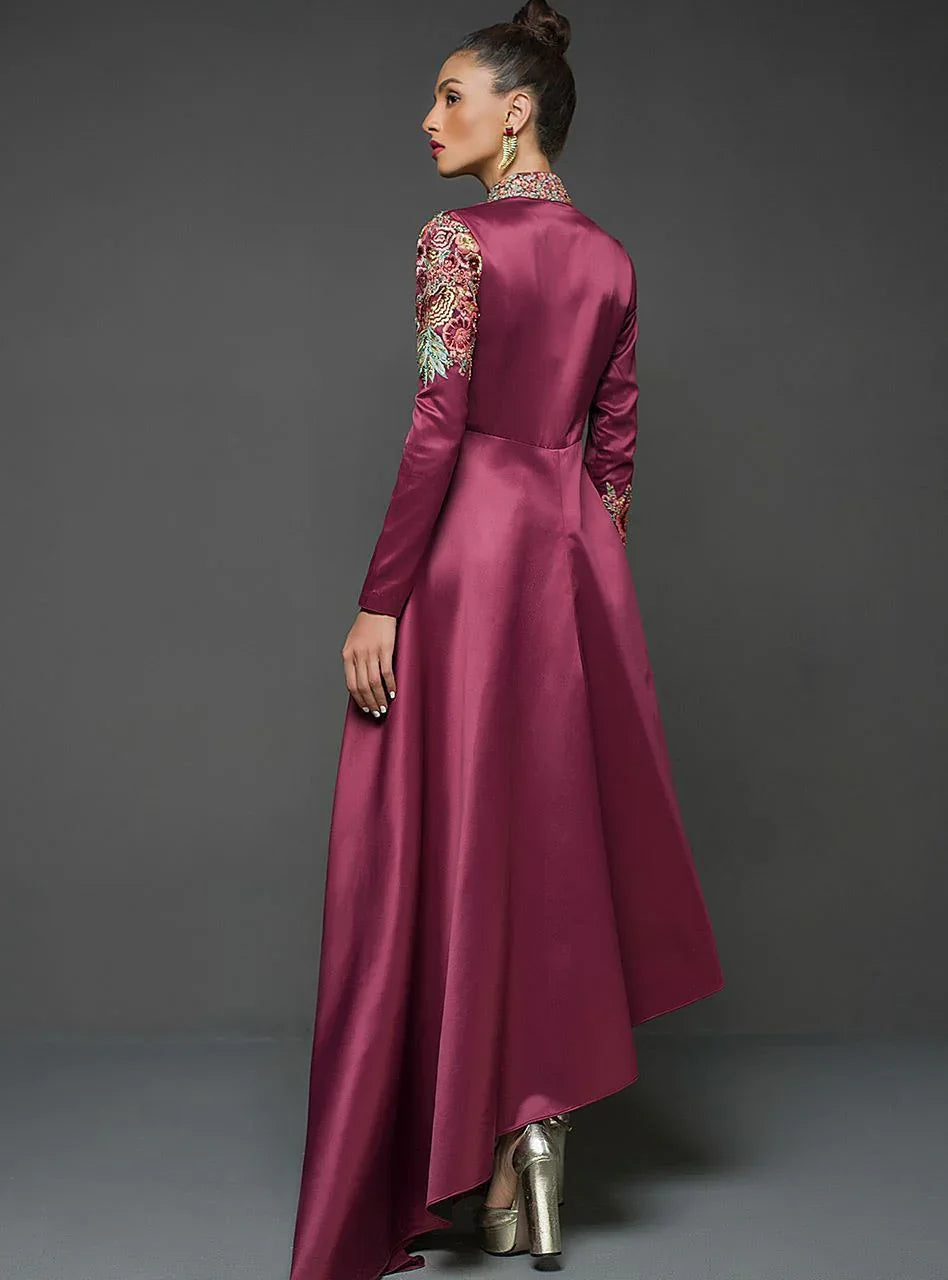 Zainab Chottani | Semi Formals | MAROON GOWN ASYMMETRICAL - Rang-e-Khaas