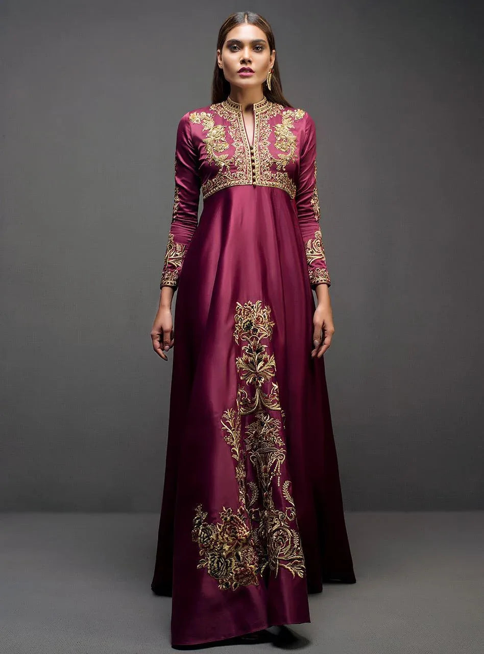 Zainab Chottani | Semi Formals | MAROON GOWN - Rang-e-Khaas