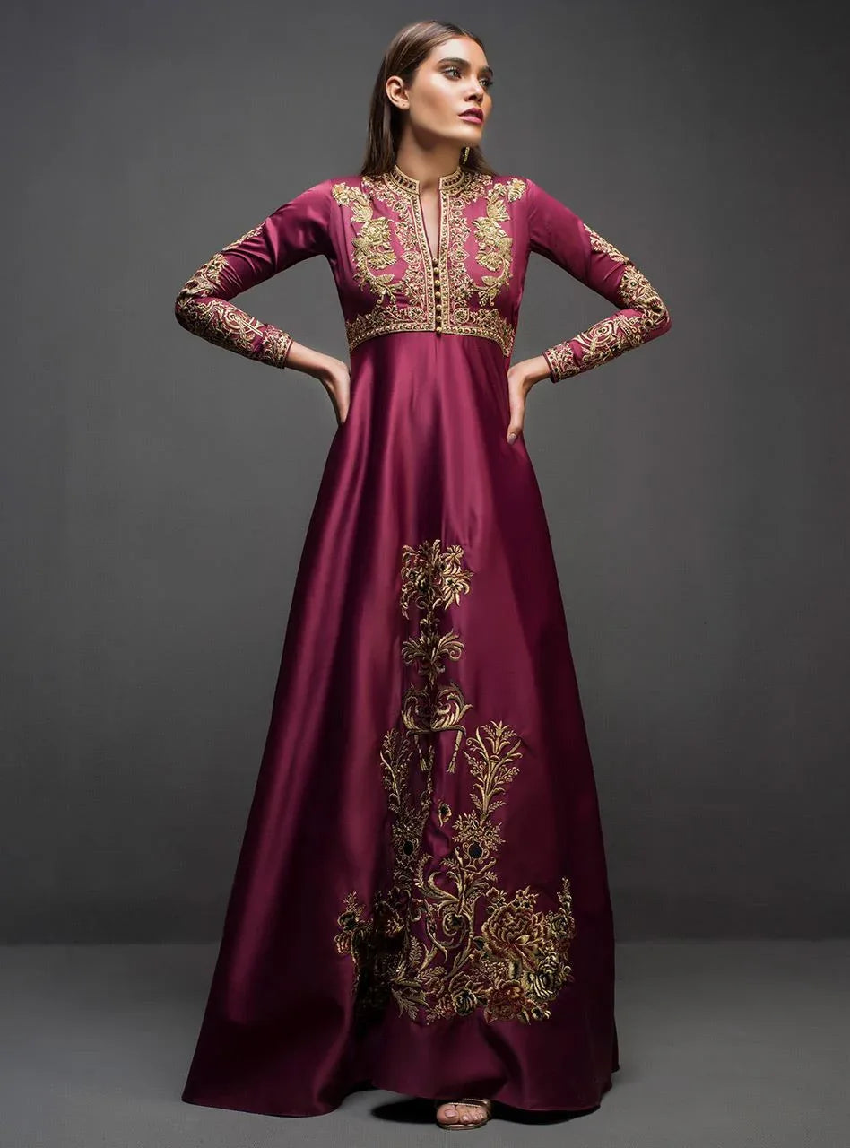 Zainab Chottani | Semi Formals | MAROON GOWN - Rang-e-Khaas
