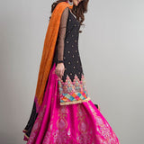 Zainab Chottani | Semi Formals | BLACK AND HOT PINK