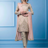 Zainab Chottani | Semi Formals | SALMON PINK AND BEIGE