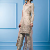 Zainab Chottani | Semi Formals | SALMON PINK AND BEIGE