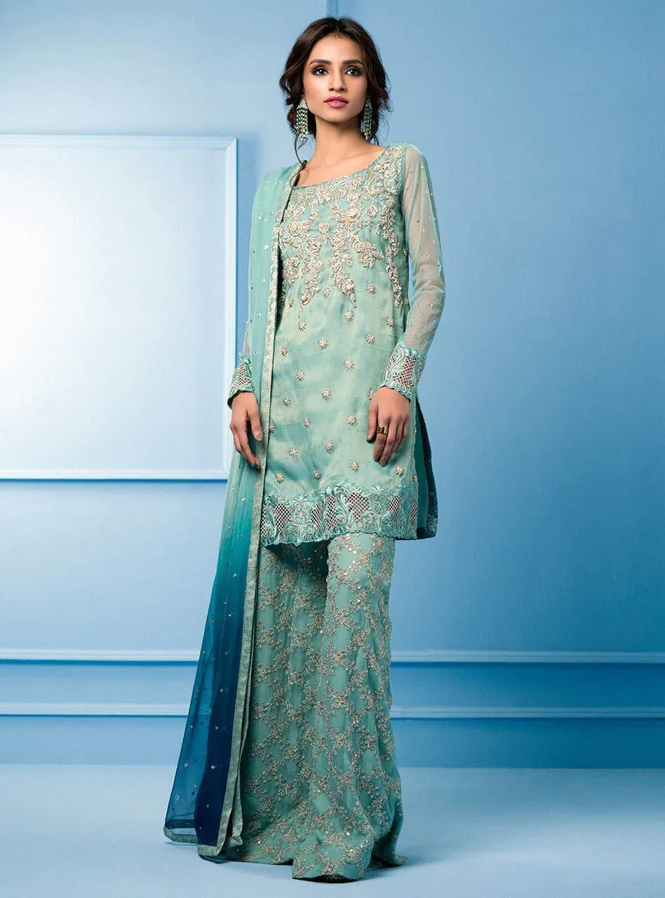 Zainab Chottani | Semi Formals | AQUA AND TEAL - Rang-e-Khaas