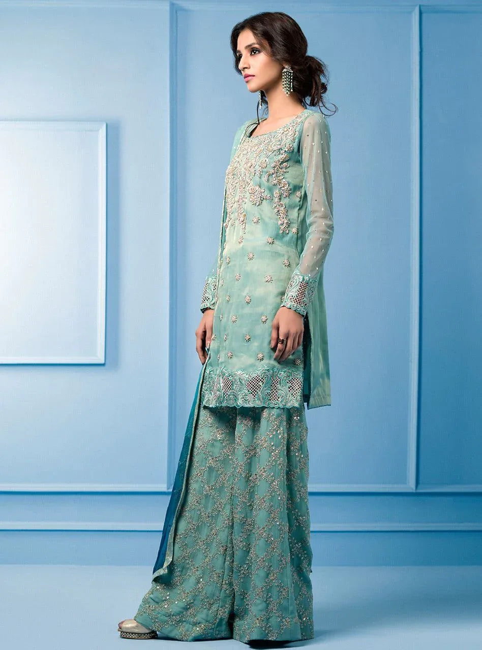 Zainab Chottani | Semi Formals | AQUA AND TEAL - Rang-e-Khaas