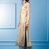 Zainab Chottani | Semi Formals | BEIGE AND TURQUOISE