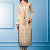 Zainab Chottani | Semi Formals | BEIGE AND TURQUOISE