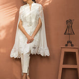 Zainab Chottani | The Kaftan Edit | Chiffon White Cape