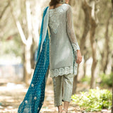 Zainab Chottani | Semi Formals | SILVER AND TEAL DRESS