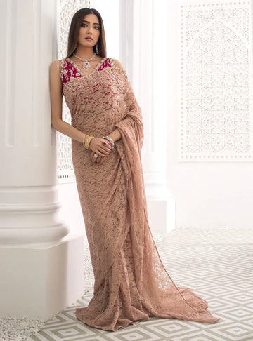 Zainab Chottani | Semi Formals | RAVISHING ROSE SAREE - Rang-e-Khaas