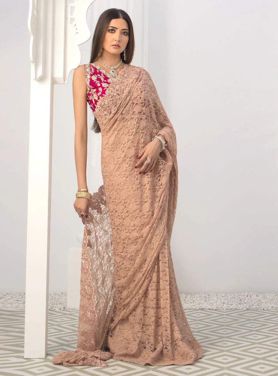 Zainab Chottani | Semi Formals | RAVISHING ROSE SAREE - Rang-e-Khaas