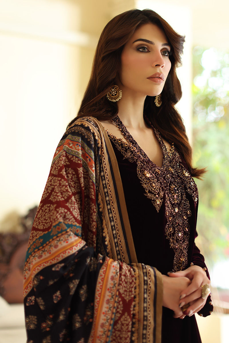 Aisha Imran | Printed Panache Velvet Shawls 25 | Selina Velvet Shawl