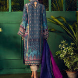 Farah Talib Aziz | Designer Picks 24 | IRAAN NAVY PRINTED CREPE SILK KURTA WITH SILK OMBRE DUPATTA