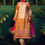 Farah Talib Aziz | Designer Picks 24 | ROSHAN PRINTED RAW SILK KURTA WITH SILK OMBRE DUPATTA