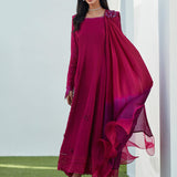 Farah Talib Aziz | Designer Picks 24 | VIV MAGENTA KALIDAAR WITH DRAPED DUPATTA