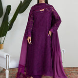 Farah Talib Aziz | Designer Picks 24 | SANGRIA SILK CUTWORK SHIRT WITH PRE DRAPED DUPATTA