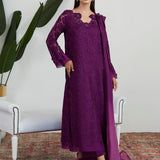 Farah Talib Aziz | Designer Picks 24 | SANGRIA SILK CUTWORK SHIRT WITH PRE DRAPED DUPATTA