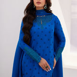 Farah Talib Aziz | Designer Picks 24 | CHARR BLUE EMBROIDERED RAW SILK SHIRT AND DUPATTA