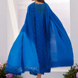 Farah Talib Aziz | Designer Picks 24 | CHARR BLUE EMBROIDERED RAW SILK SHIRT AND DUPATTA