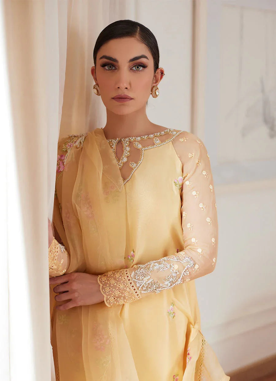 Farah Talib Aziz | Luna Eid Collection 24 | CYRILLA PALE YELLOW - Rang-e-Khaas