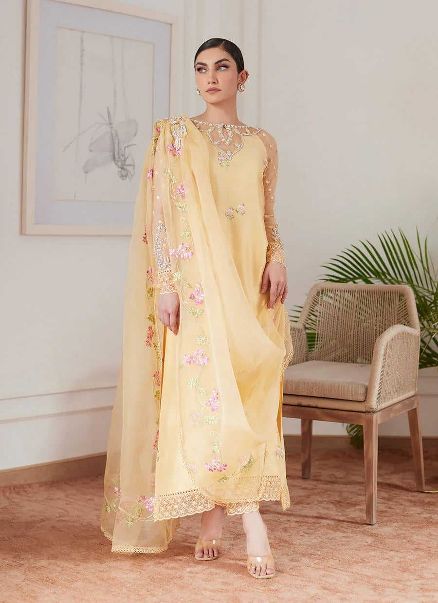 Farah Talib Aziz | Luna Eid Collection 24 | CYRILLA PALE YELLOW - Rang-e-Khaas