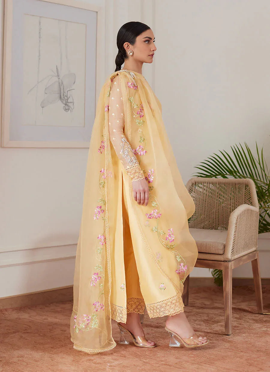 Farah Talib Aziz | Luna Eid Collection 24 | CYRILLA PALE YELLOW - Rang-e-Khaas