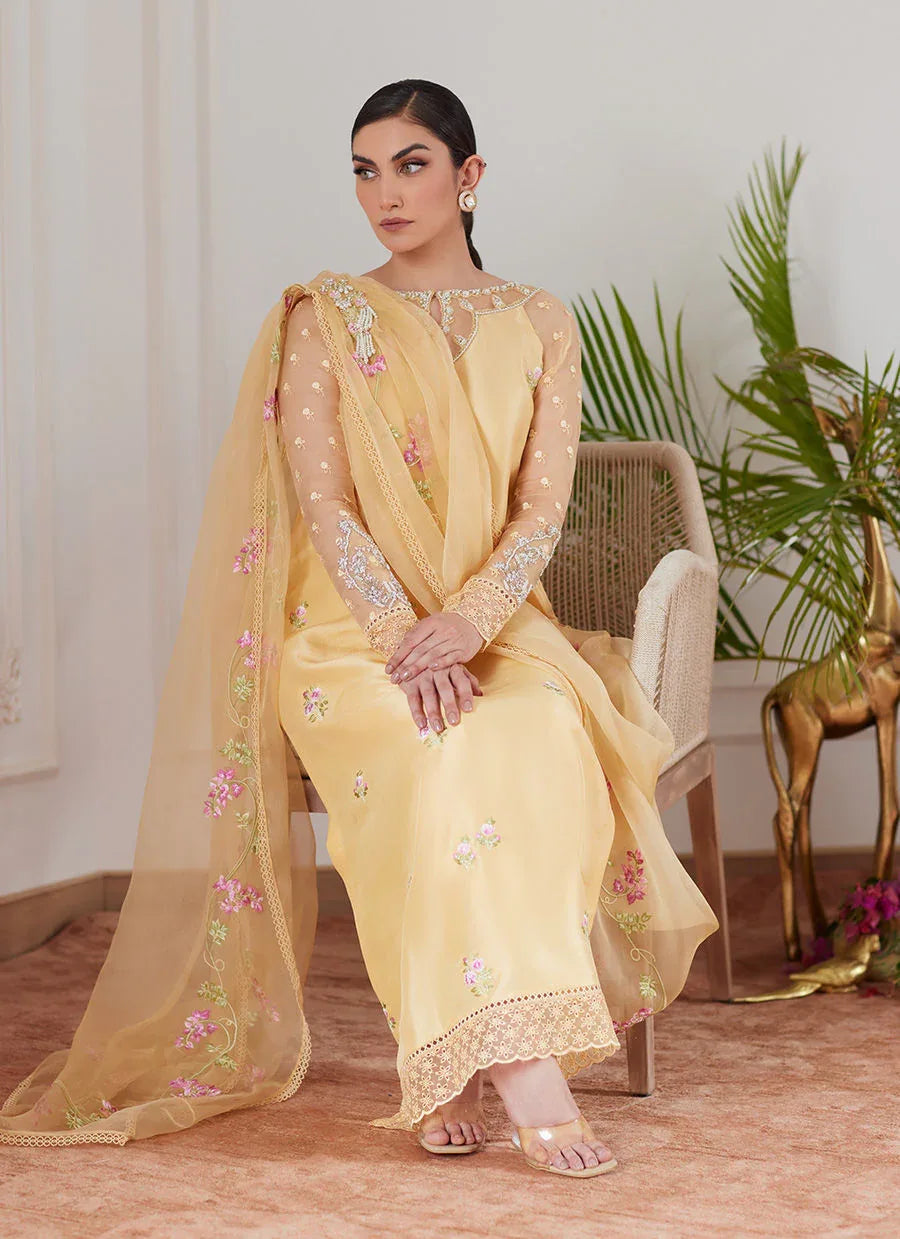 Farah Talib Aziz | Luna Eid Collection 24 | CYRILLA PALE YELLOW - Rang-e-Khaas
