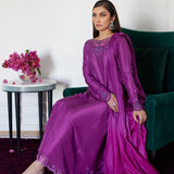 Farah Talib Aziz | Designer Picks 24 | TIERRA MUTED MAGENTA EMBROIDERED RAW SILK KALIDAR WITH DUPATTA