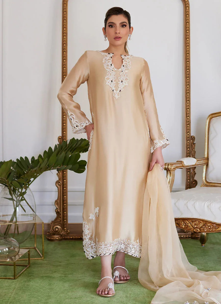 Farah Talib Aziz | Luna Eid Collection 24 | MELVINA CHAMPAGNE BEIGE - Rang-e-Khaas
