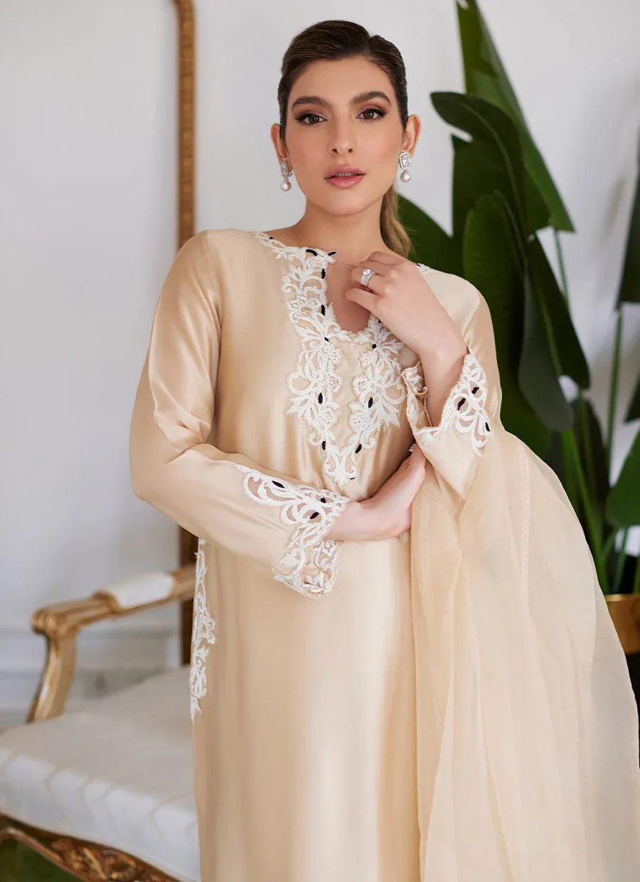 Farah Talib Aziz | Luna Eid Collection 24 | MELVINA CHAMPAGNE BEIGE - Rang-e-Khaas
