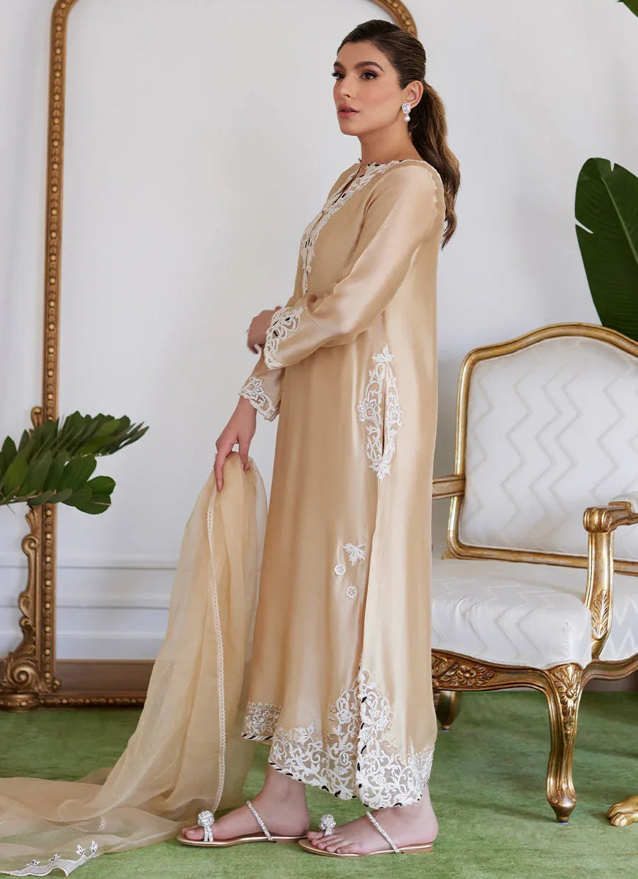 Farah Talib Aziz | Luna Eid Collection 24 | MELVINA CHAMPAGNE BEIGE - Rang-e-Khaas