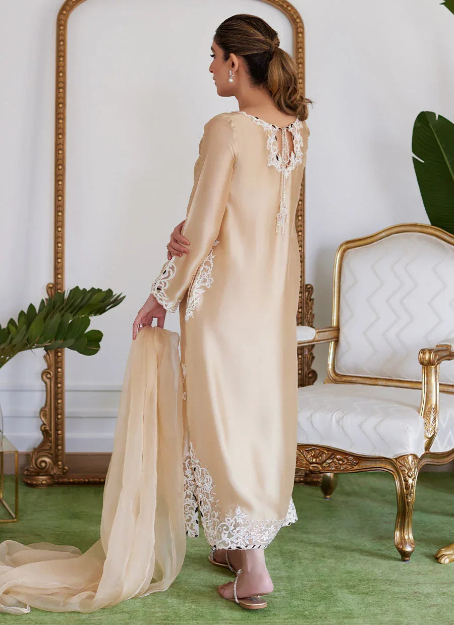 Farah Talib Aziz | Luna Eid Collection 24 | MELVINA CHAMPAGNE BEIGE - Rang-e-Khaas