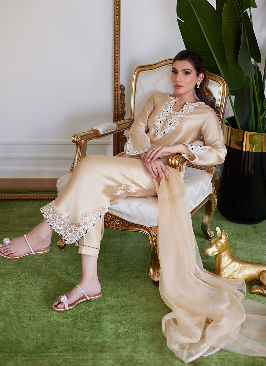 Farah Talib Aziz | Luna Eid Collection 24 | MELVINA CHAMPAGNE BEIGE