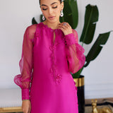 Farah Talib Aziz | Designer Picks 24 | ELIO HOT PINK RAW SILK SHIRT WITH DUPATTA