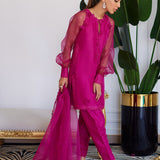 Farah Talib Aziz | Designer Picks 24 | ELIO HOT PINK RAW SILK SHIRT WITH DUPATTA