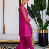 Farah Talib Aziz | Designer Picks 24 | ELIO HOT PINK RAW SILK SHIRT WITH DUPATTA