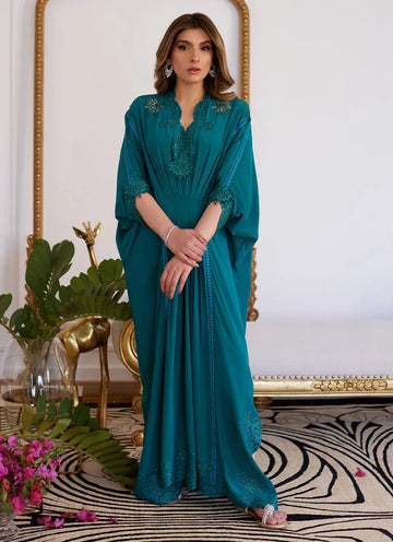 Farah Talib Aziz | Luna Eid Collection 24 | EMMELINE EMERALD CREPE - Rang-e-Khaas