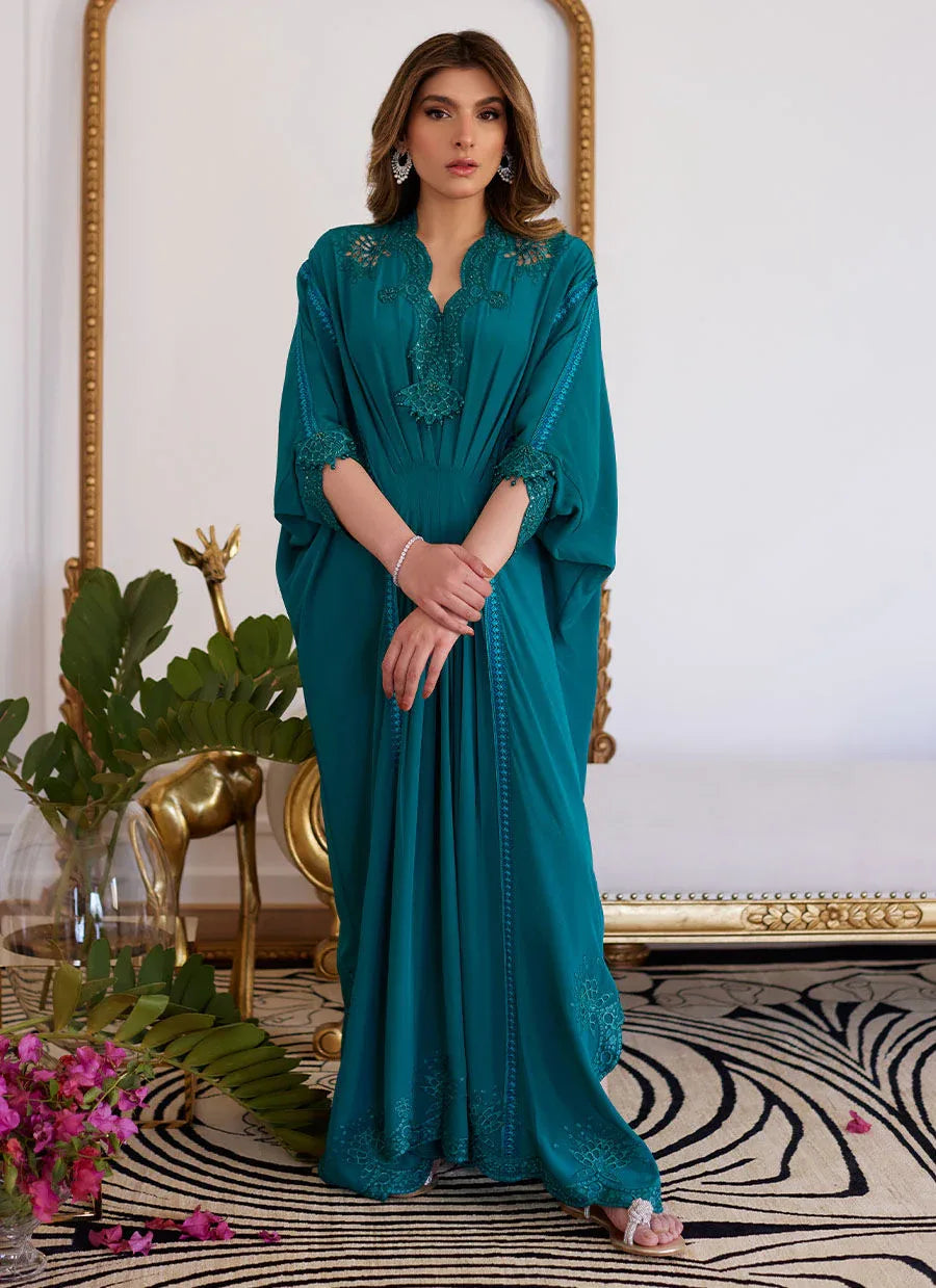 Farah Talib Aziz | Luna Eid Collection 24 | EMMELINE EMERALD CREPE - Rang-e-Khaas
