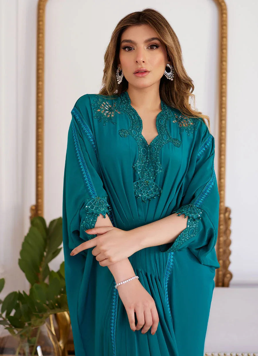 Farah Talib Aziz | Luna Eid Collection 24 | EMMELINE EMERALD CREPE - Rang-e-Khaas