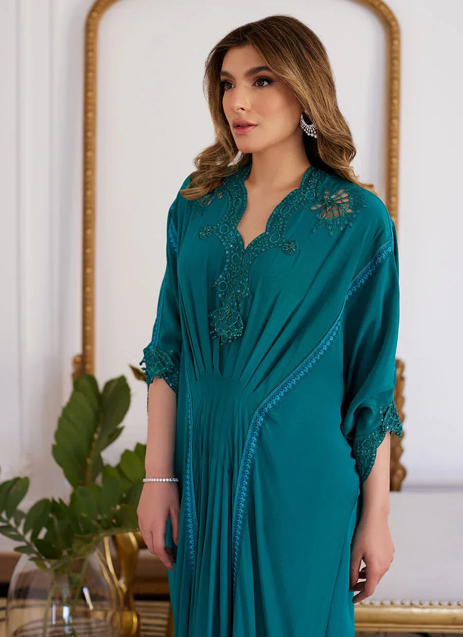 Farah Talib Aziz | Luna Eid Collection 24 | EMMELINE EMERALD CREPE - Rang-e-Khaas