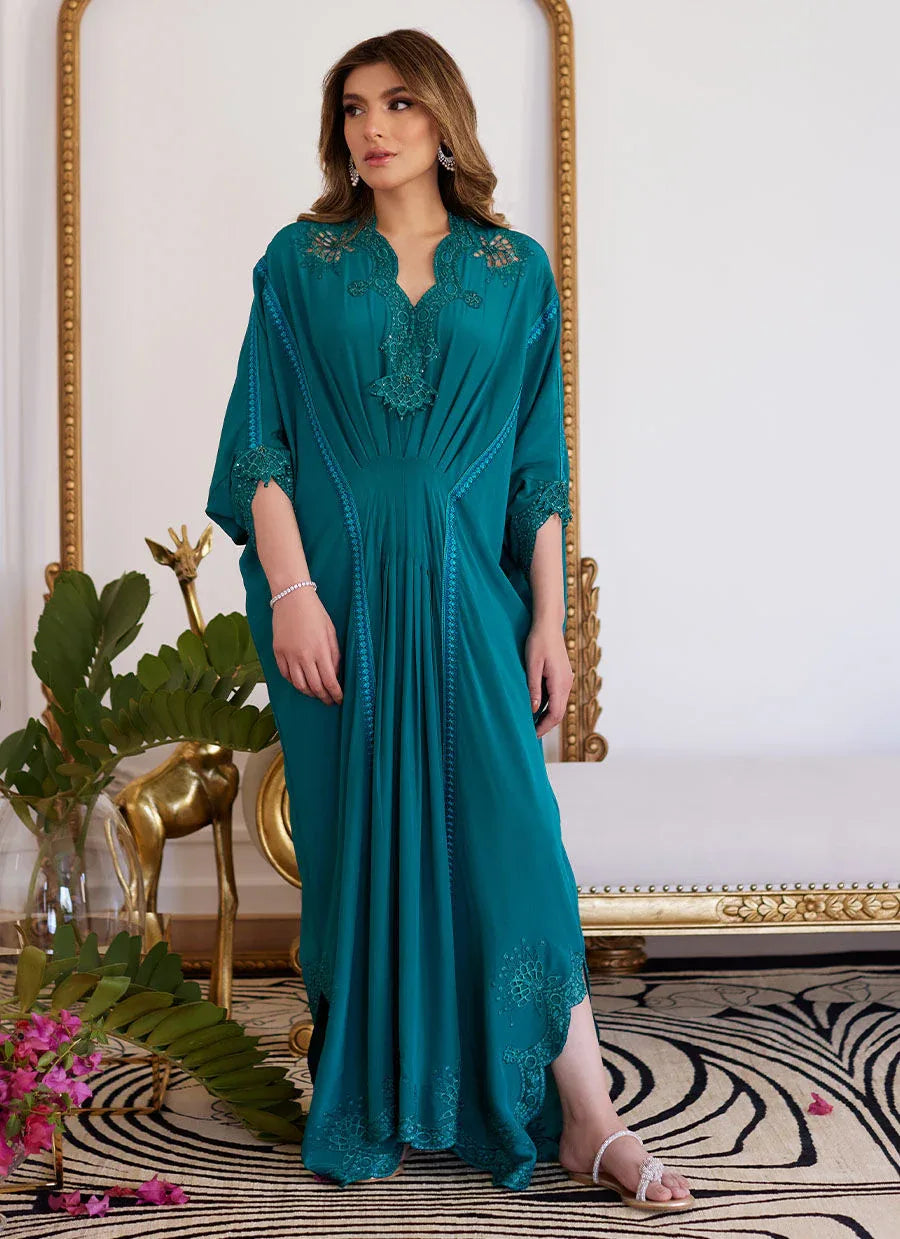 Farah Talib Aziz | Luna Eid Collection 24 | EMMELINE EMERALD CREPE - Rang-e-Khaas