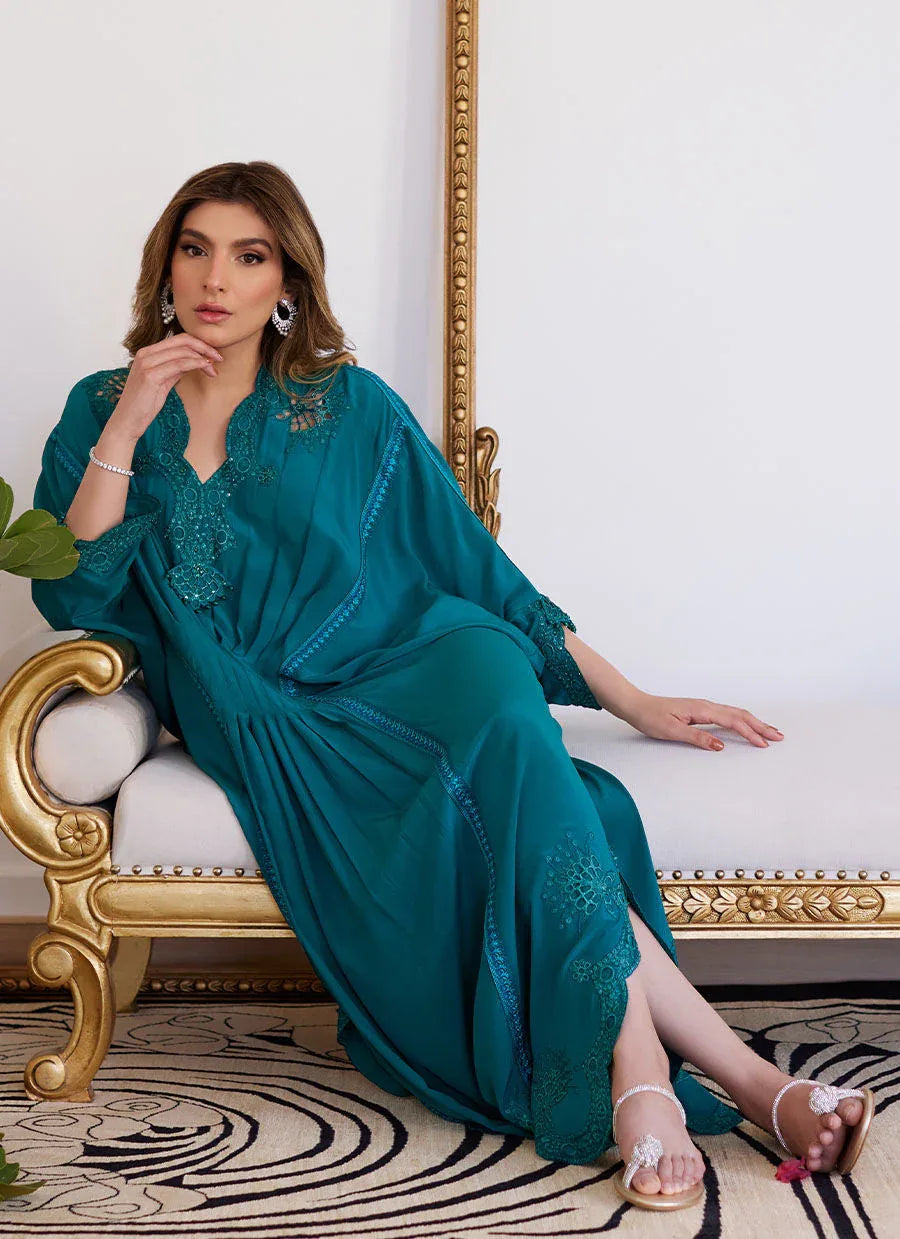 Farah Talib Aziz | Luna Eid Collection 24 | EMMELINE EMERALD CREPE - Rang-e-Khaas